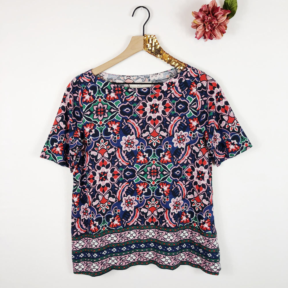 Ann Taylor Loft Short Sleeve Floral Print Top S small